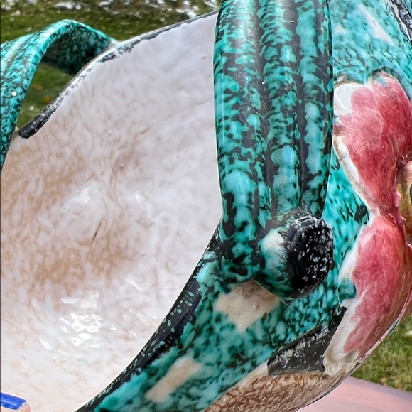 Vintage Bitossi Italian Fratelli Fanciullacci Floral Leaf Basket with Handles - Picture 15 of 16